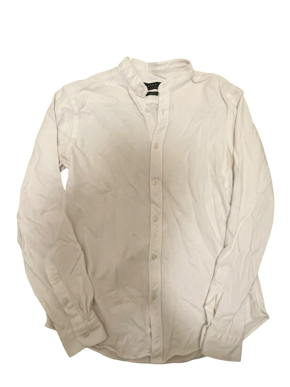 Zara Men's Slim Fit Band Collar Shirt White Size S
